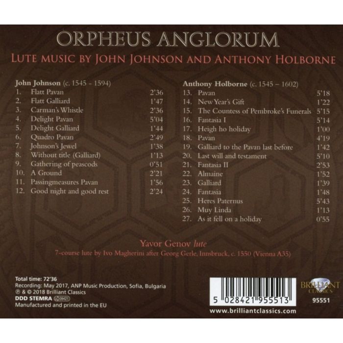 Orpheus Anglorum: Lute Music by John Johnson and Anthony Holborne - slide-1