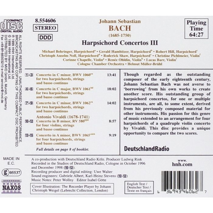 BACH: Harpsichord Concertos, Vol. 3 - slide-1