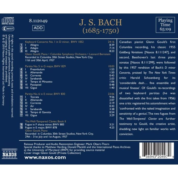 Bach: Keyboard Concerto No. 1, Partitas Nos. 5 and 6 (1957) - slide-1