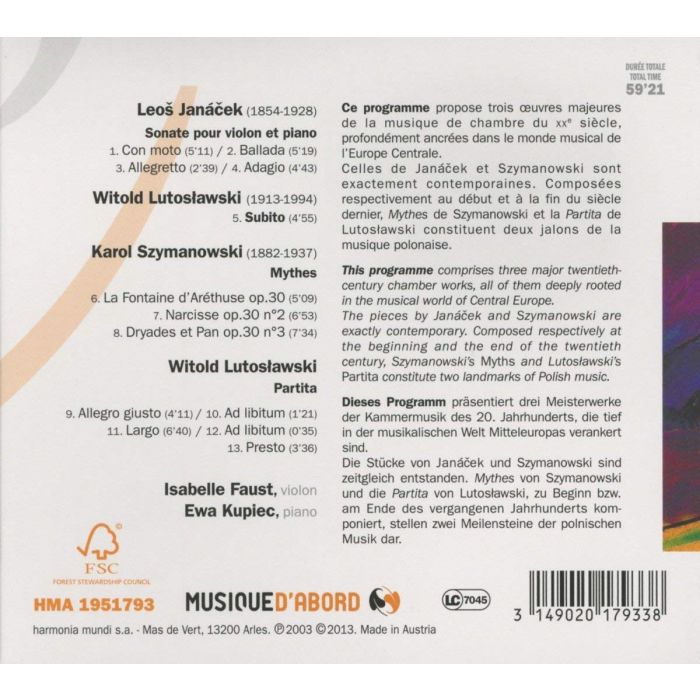 Janacek: Violin Sonata / Lutoslawski: Partita / Szymanowski: Myths - slide-1