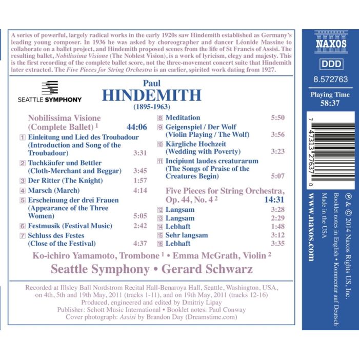 Hindemith: Nobilissima Visione (Complete Ballet) Five Pieces for String Orchestra - slide-1