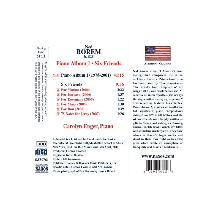 Ned Rorem: Piano Album I, Six Friends - slide-1