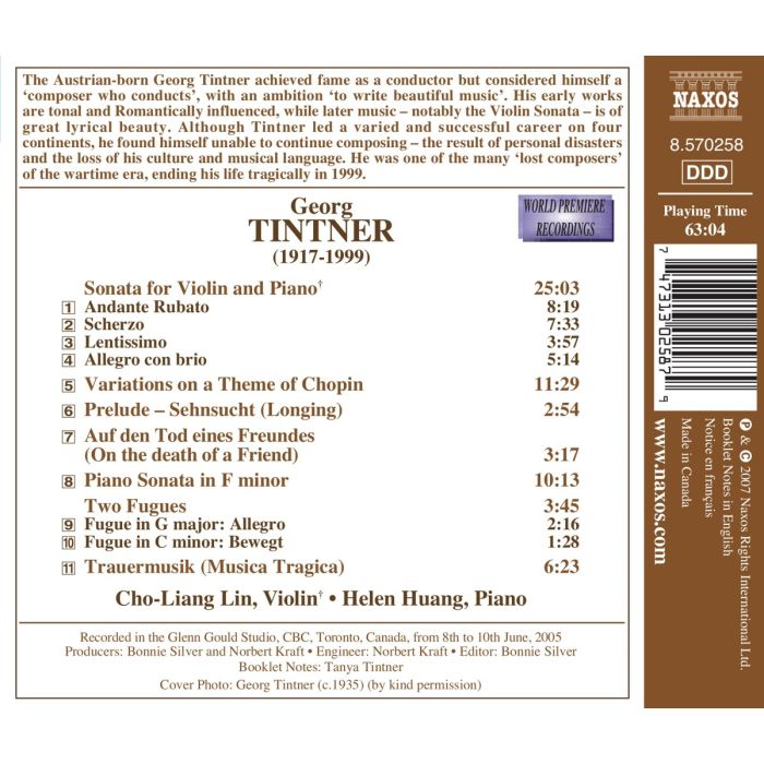 TINTNER: Violin Sonata; Chopin Variations; Piano Sonata; Trauermusik - slide-1
