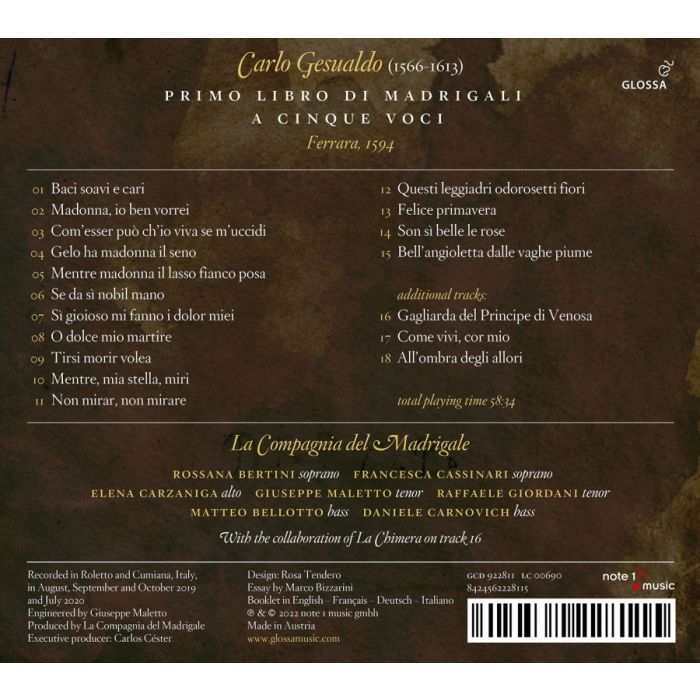 Gesualdo: Primo libro di madrigali (1594) - slide-1