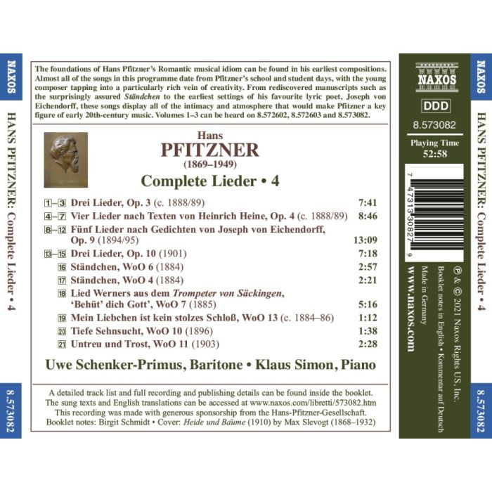 Pfitzner: Complete Lieder Vol. 4 - slide-1