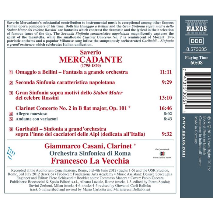 Mercadante: Sinfonia, Omaggio a Bellini, Clarinet Concerto - slide-1