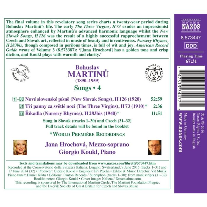 Martinu: Complete Songs Vol. 4 - slide-1