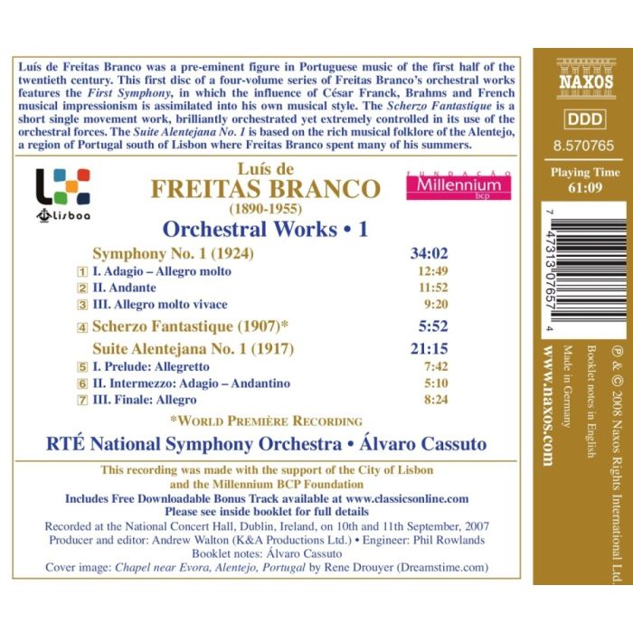 FREITAS BRANCO: Symphony No. 1; Scherzo fantasique; Suite alentejana No. 1 - slide-1