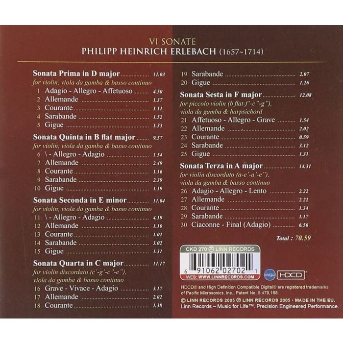 Erlebach: Six Sonatas for Violin & Viola da Gamba with bass continuo - slide-1