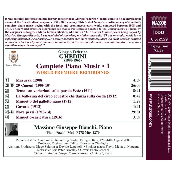 GHEDINI: Complete Piano Music Vol. 1 - slide-1