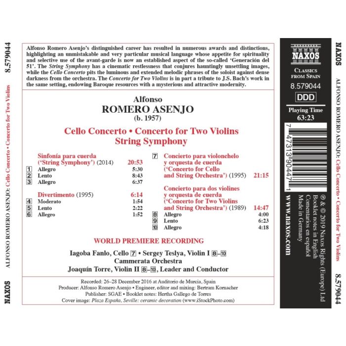 Romero Asenjo: Cello Concerto; Concerto for Two Violins; String Symphony - slide-1