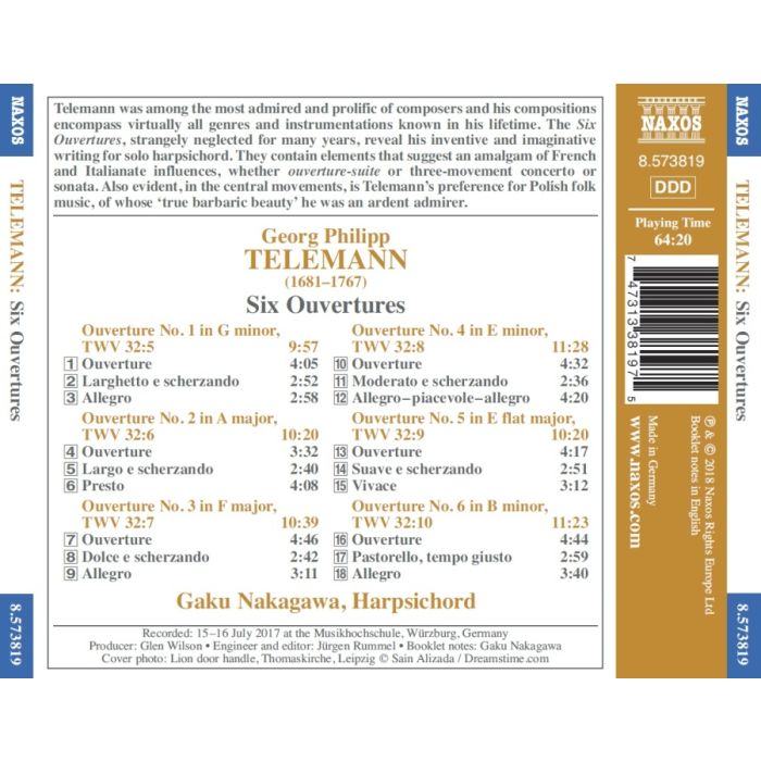 Telemann: Six Overtures for Harpsichord - slide-1