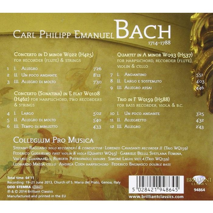 C.P.E. Bach: Recorder Concertos - Chamber Music - slide-1