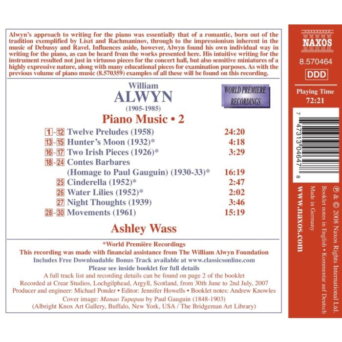 Alwyn William: Piano Music Vol. 2 /8.570464 - slide-1