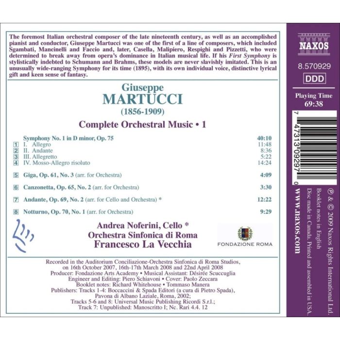 Martucci: Orchestral Music 1 - Symphony No. 1, Notturno, Andante, Canzonetta, Giga - slide-1
