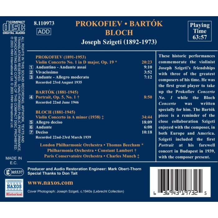 PROKOFIEV / BLOCH: Violin Concertos (1935, 1939) - slide-1