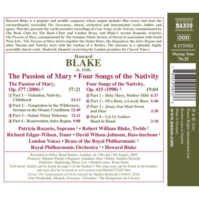 BLAKE: The Passion of Mary, Four Songs of the Nativity - slide-1