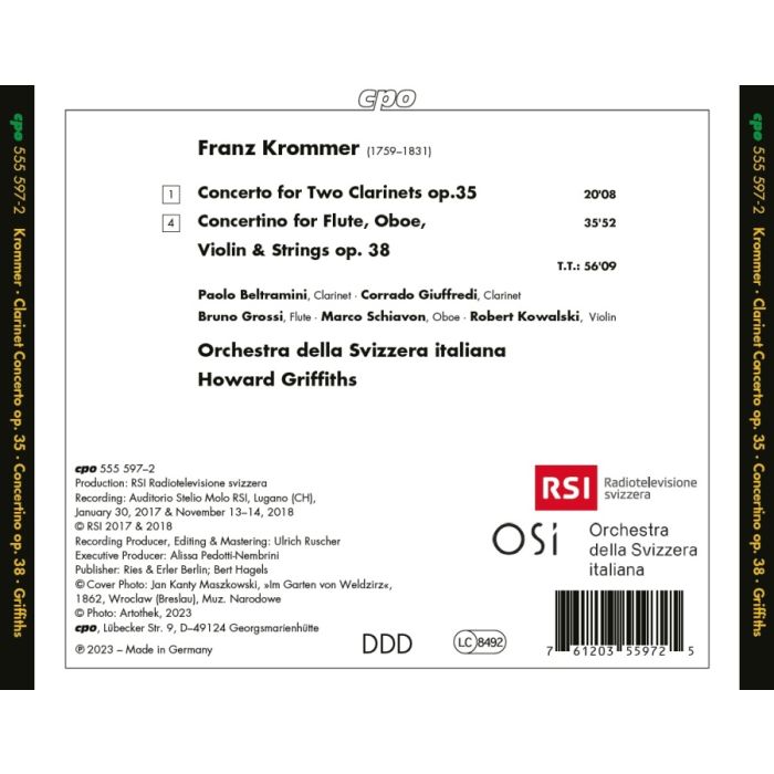 Krommer: Concerto for Two Clarinets; Concertino - slide-1