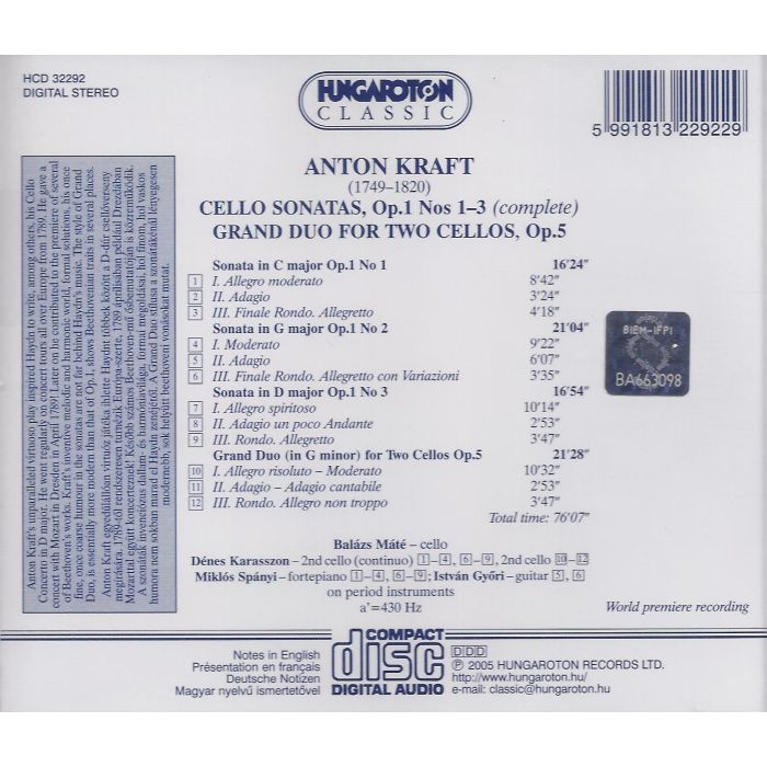 Kraft: Cello Sonatas Nos. 1-3 & Grand Duo for two cellos - slide-1