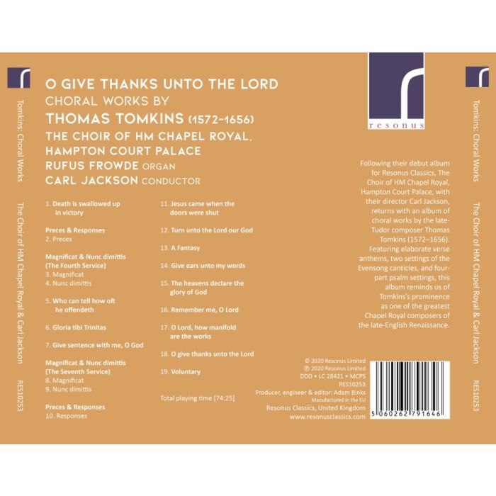 O Give Thanks Unto the Lord: Choral Works by Thomas Tomkins - slide-1