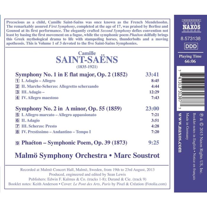 Saint-Saëns: Symphonies Nos. 1 & 2 Phaéton - Symphonic Poem - slide-1