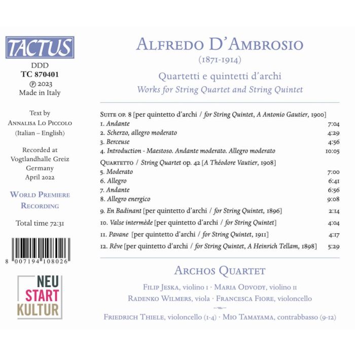 D'Ambrosio: String Quartets and String Quintets - slide-1