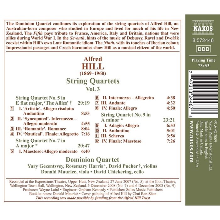 Hill Alfred: String Quartets Vol. 3 / 8.572446 - slide-1