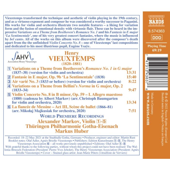 Vieuxtemps: Fantasie; Variations; Violin Concerto No. 8 - slide-1