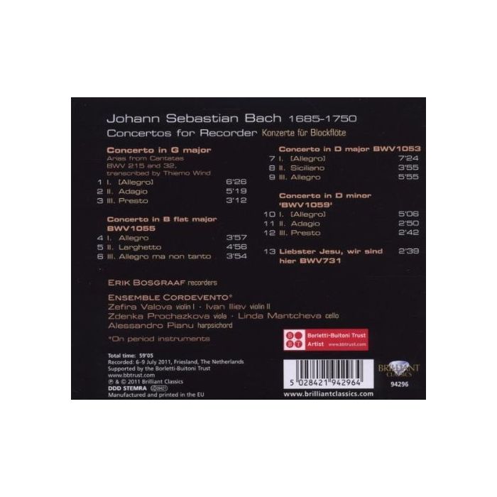 Bach: Concertos for Recorder - slide-1