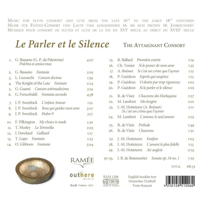 Le Parler et le Silence - Palestrina, Bassano, Luzzaschi, Frescobaldi, Sweelinck, Dowland, Gibbons, Ballard, Tessier, de Visée, Hotteterre, Boismortier - slide-1