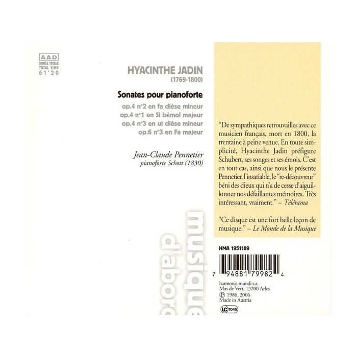 Jadin: Sonates pour pianoforte  - slide-1