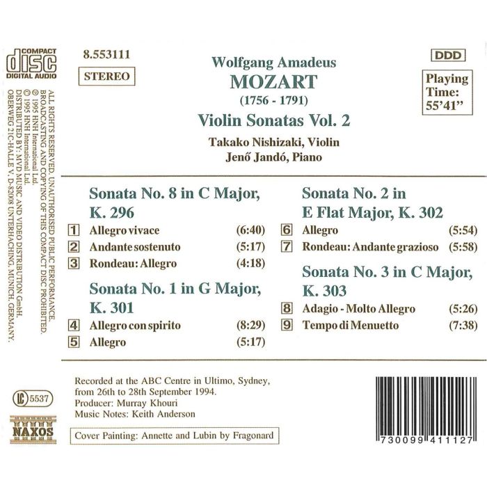 MOZART: Violin Sonatas K31-303, K296 - slide-1