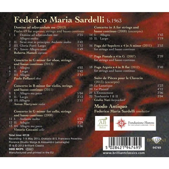 Sardelli: Baroque Concertos, Psalm, Chamber Music - slide-1