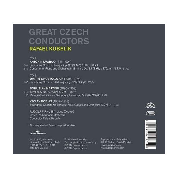 Great Czech Conductors: Rafael Kubelík - Dvořák: Symphony 8, Piano Concerto, Shostakovich: Symphony 9, Martinů, Dobiáš - slide-1