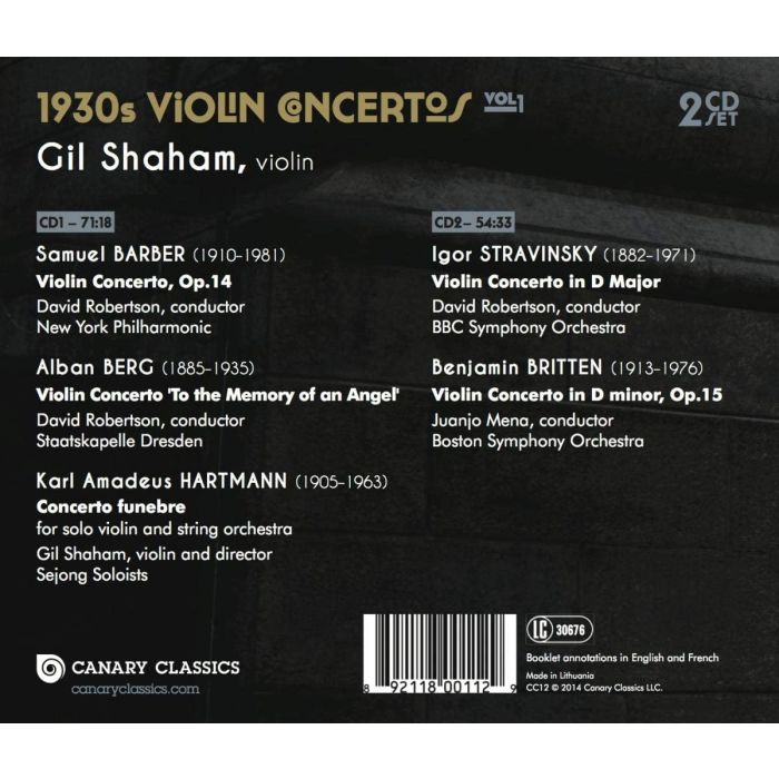 1930s Violin Concertos - Barber/Berg/Britten/Stravinsky/Hartmann - slide-1