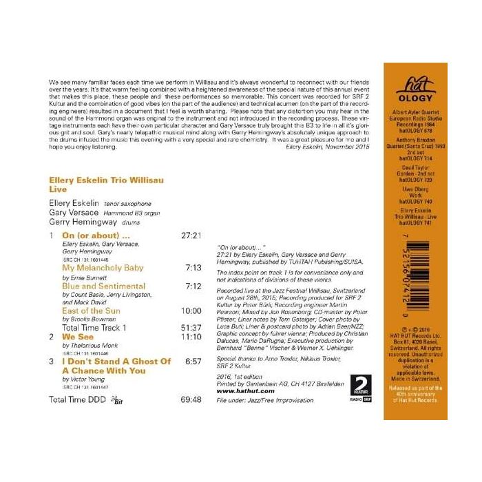 Ellery Eskelin: Live At The Jazz Festival Willisau 2015 - slide-1