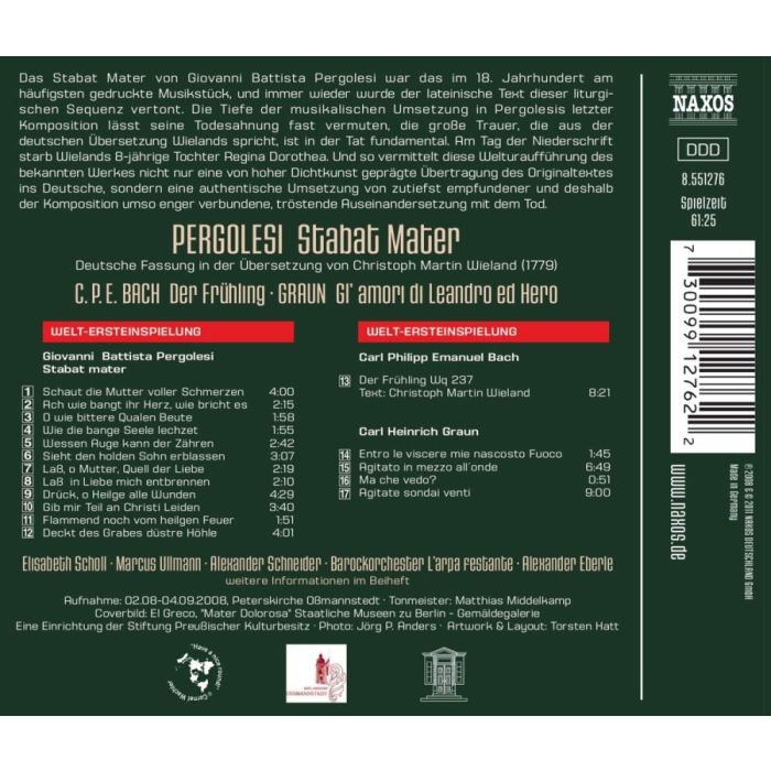 Pergolesi: Stabat Mater / CPE Bach: Der Frühling / Graun: Gl'amori de Leandro ed Hero - slide-1