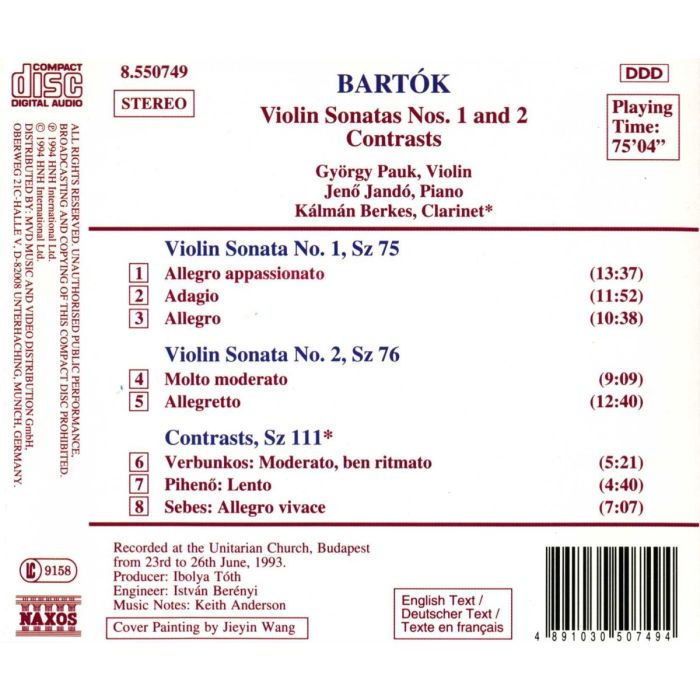 BARTOK: Violin Sonatas Nos. 1 & 2 - slide-1