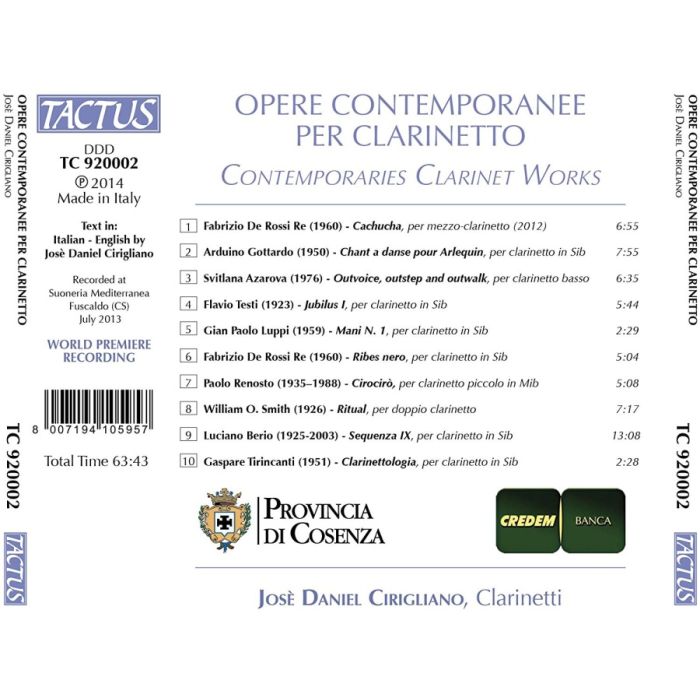 Opere Contemporanee per Clarinetto - De Rossi Re, Berio, Gottardo, Azarova, Luppi… - slide-1