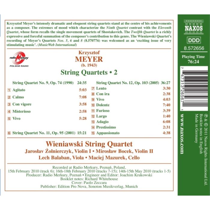 MEYER: String Quartets Nos. 9, 11 & 12 - slide-1