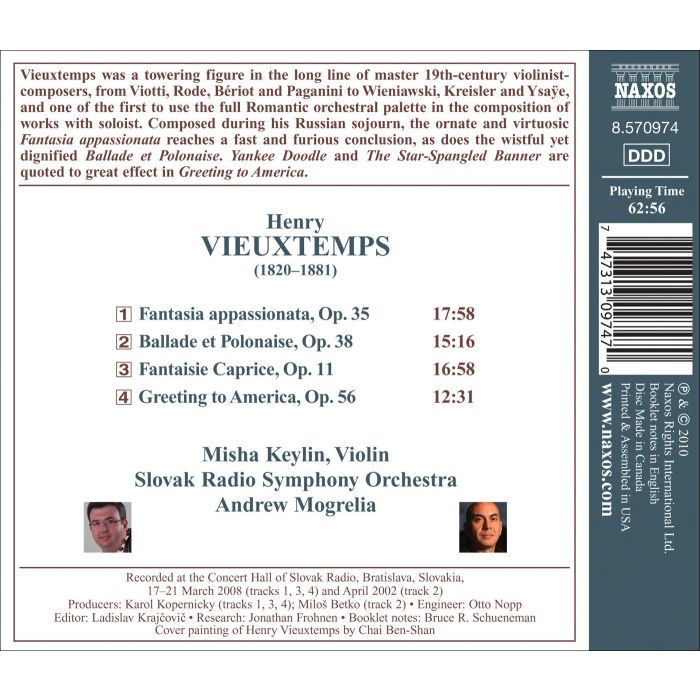 Vieuxtemps: Fantasia appassionata, Ballade and Polonaise, Fantaisie-Caprice, Greeting to America - slide-1