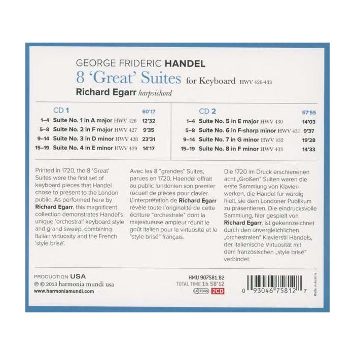 HANDEL: Suites pour clavecin  Nr.1-8 (HWV 426-433) - slide-1