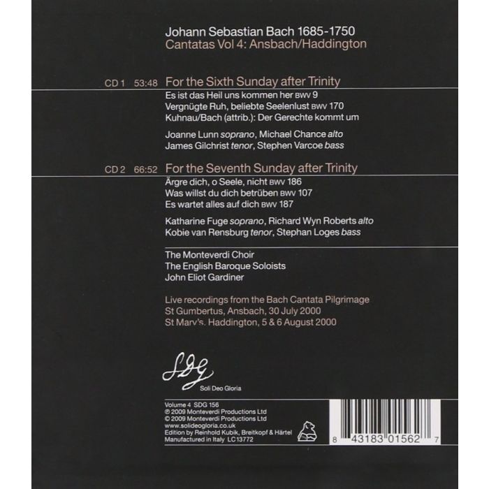 BACH: Cantatas Volume 4 - BWV 9,  170, 186, 107, 187 (2 CD) - slide-1