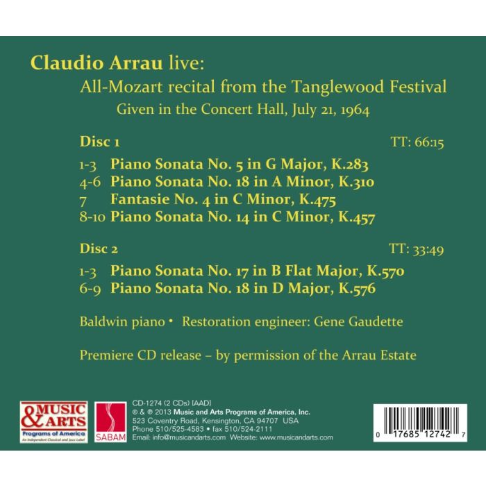 Claudio Arrau at Tanglewood - All-Mozart Recital - slide-1