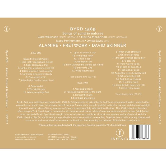 Byrd 1589 - Songs of sundrie natures - slide-1