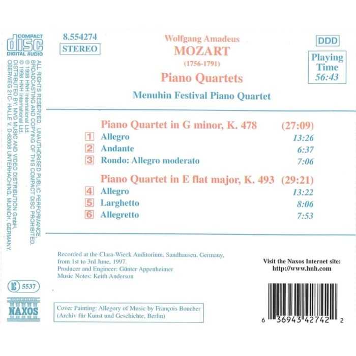 MOZART: Piano Quartets, K. 478 and K. 493 - slide-1