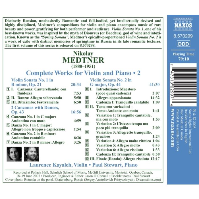 Medtner:  Works for Violin & Piano Vol. 2 - Violin Sonatas Nos. 1 & 2 - slide-1