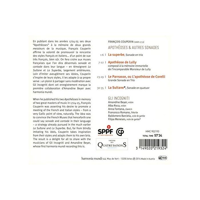 Couperin: Apothéoses & autres Sonades - La Superbe, Le Parnasse, La Sultane - slide-1