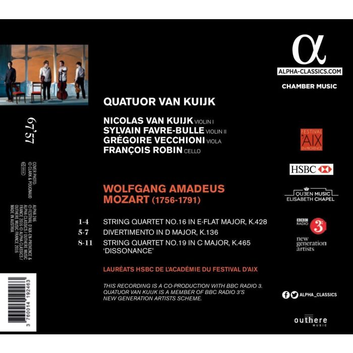 MOZART: String Quartets Nos. 16 & 19,  Divertimento K. 136 - slide-1
