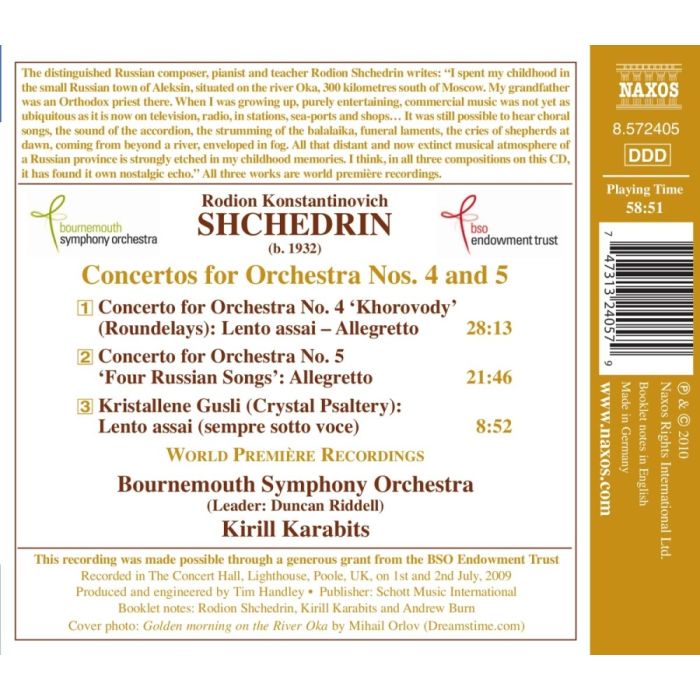 SHCHEDRIN: Concertos for Orchestra Nos. 4 & 5, Kristallene Gusli - slide-1